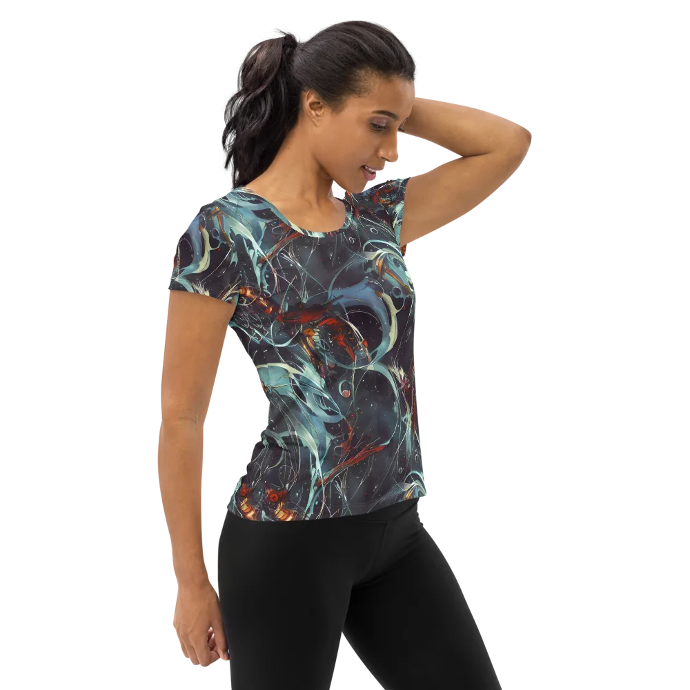 Neo-Splash Labyrinth on Women's Athletic T-Shirt — Right