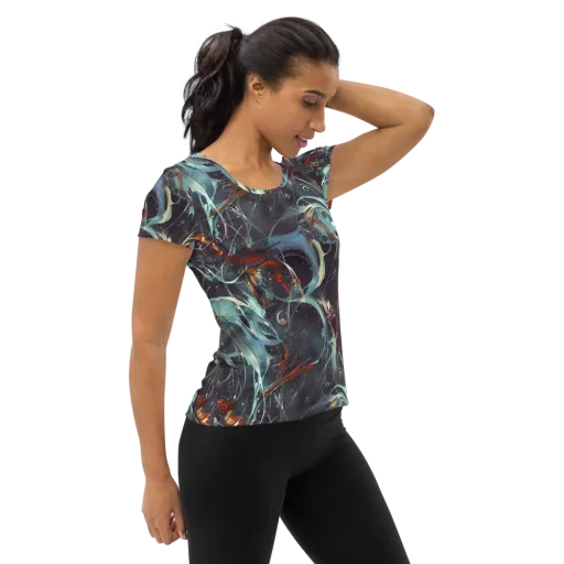 Neo-Splash Labyrinth on a Women's Athletic T-Shirt