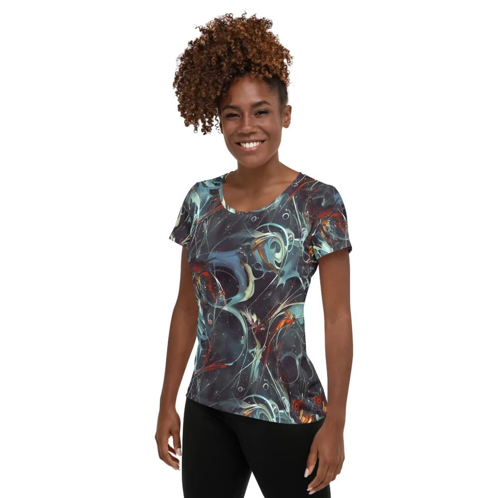Neo-Splash Labyrinth on Women's Athletic T-Shirt — Left