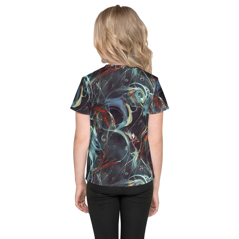 Neo-Splash Labyrinth on Kids Crew Neck T-Shirt — Back