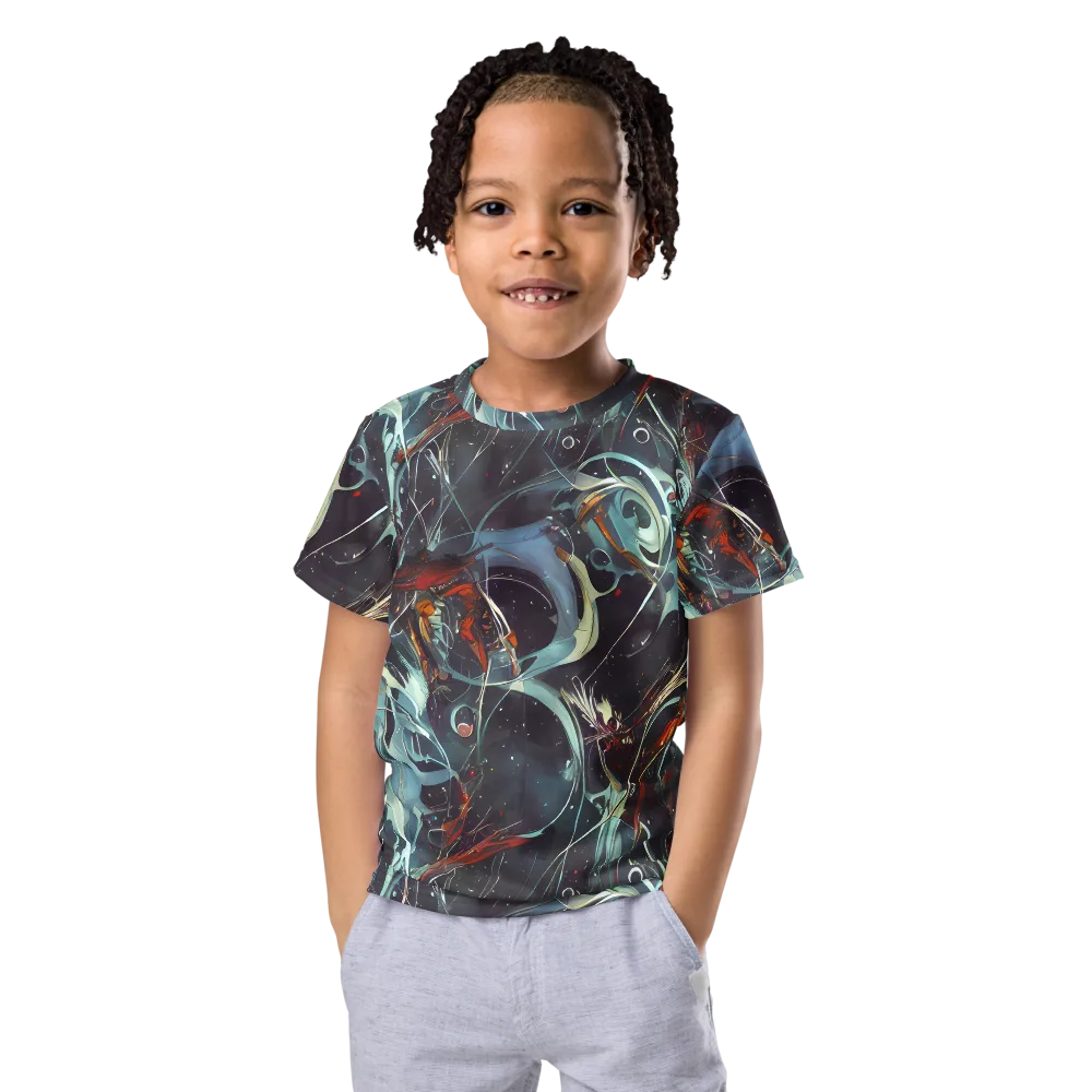 Neo-Splash Labyrinth on Kids Crew Neck T-Shirt — Front