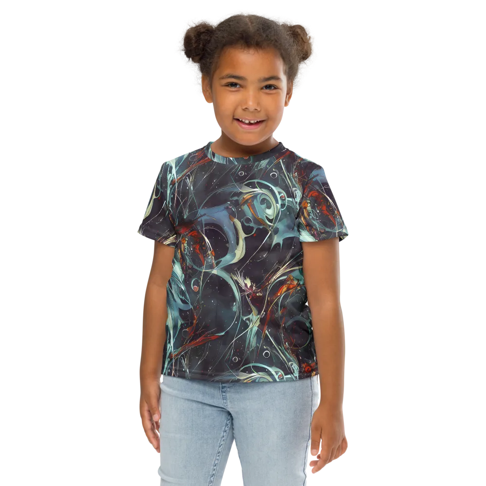 Neo-Splash Labyrinth on Kids Crew Neck T-Shirt — Front