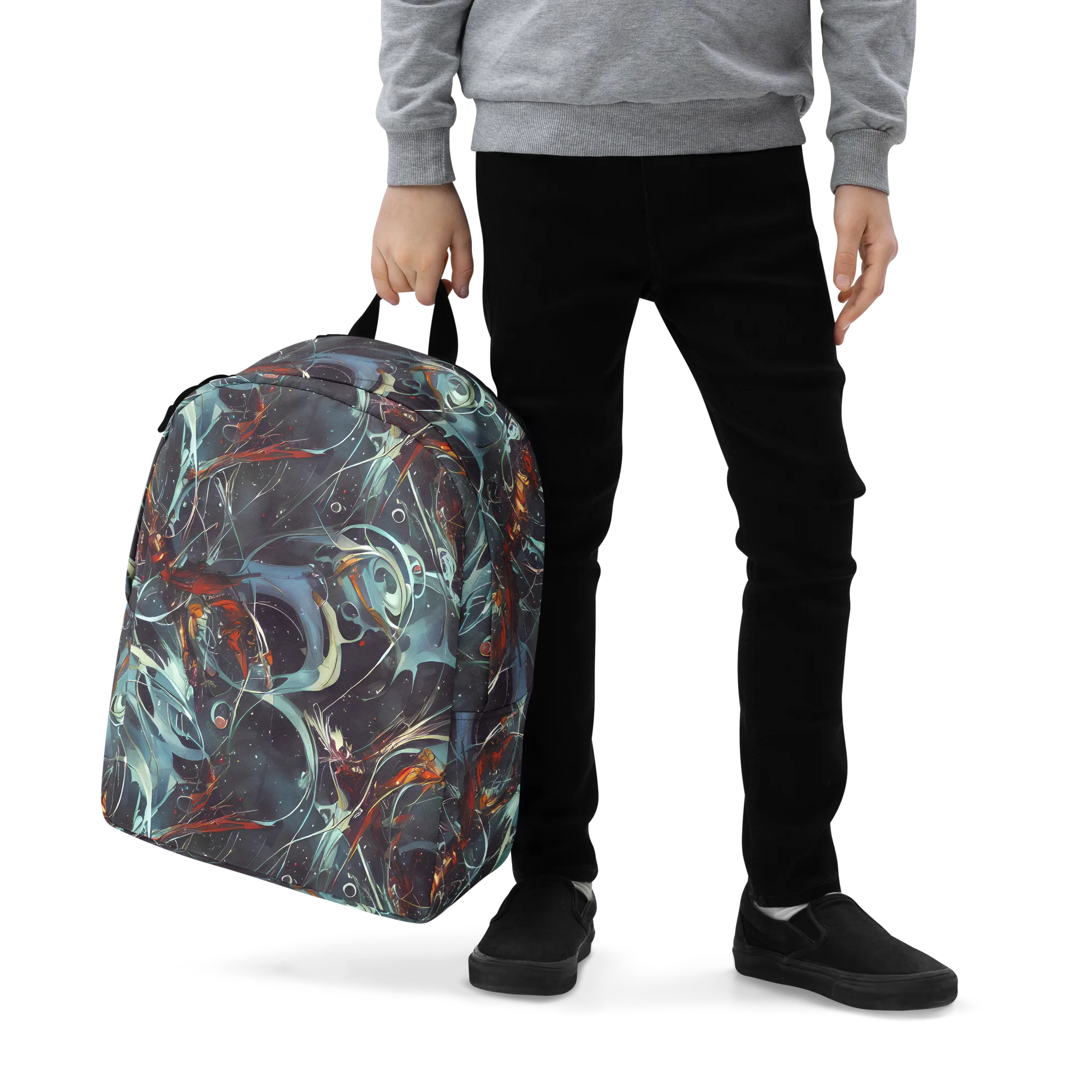 Neo-Splash Labyrinth on Minimalist Backpack — Zoomed-in