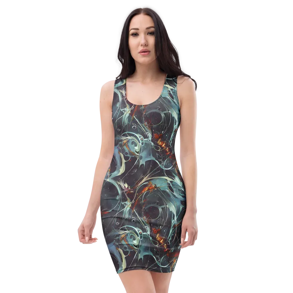 Neo-Splash Labyrinth on Bodycon Dress — Front