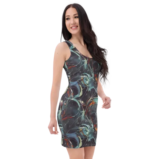 Neo-Splash Labyrinth on a Bodycon Dress