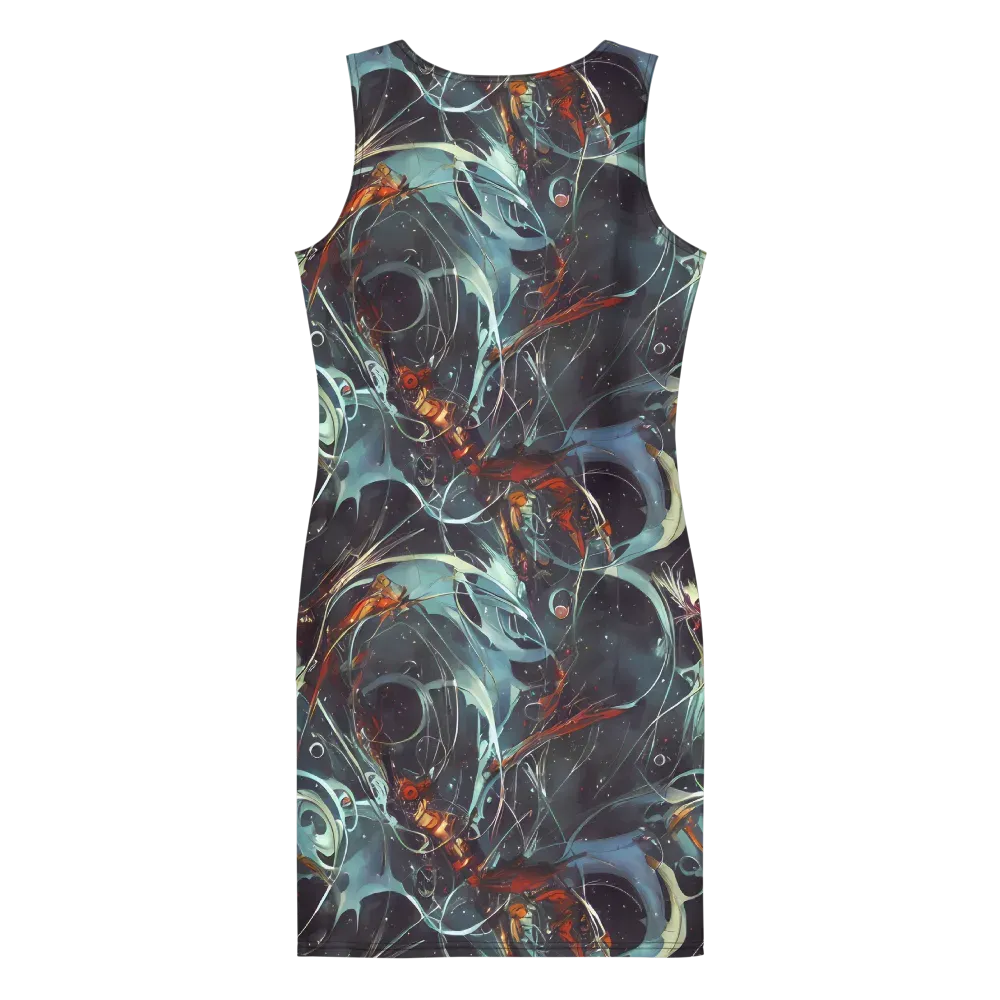 Neo-Splash Labyrinth on Bodycon Dress — Back