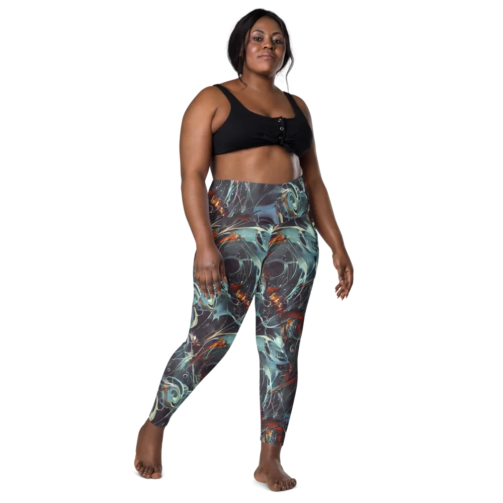 Neo-Splash Labyrinth on Leggings with Pockets — Front