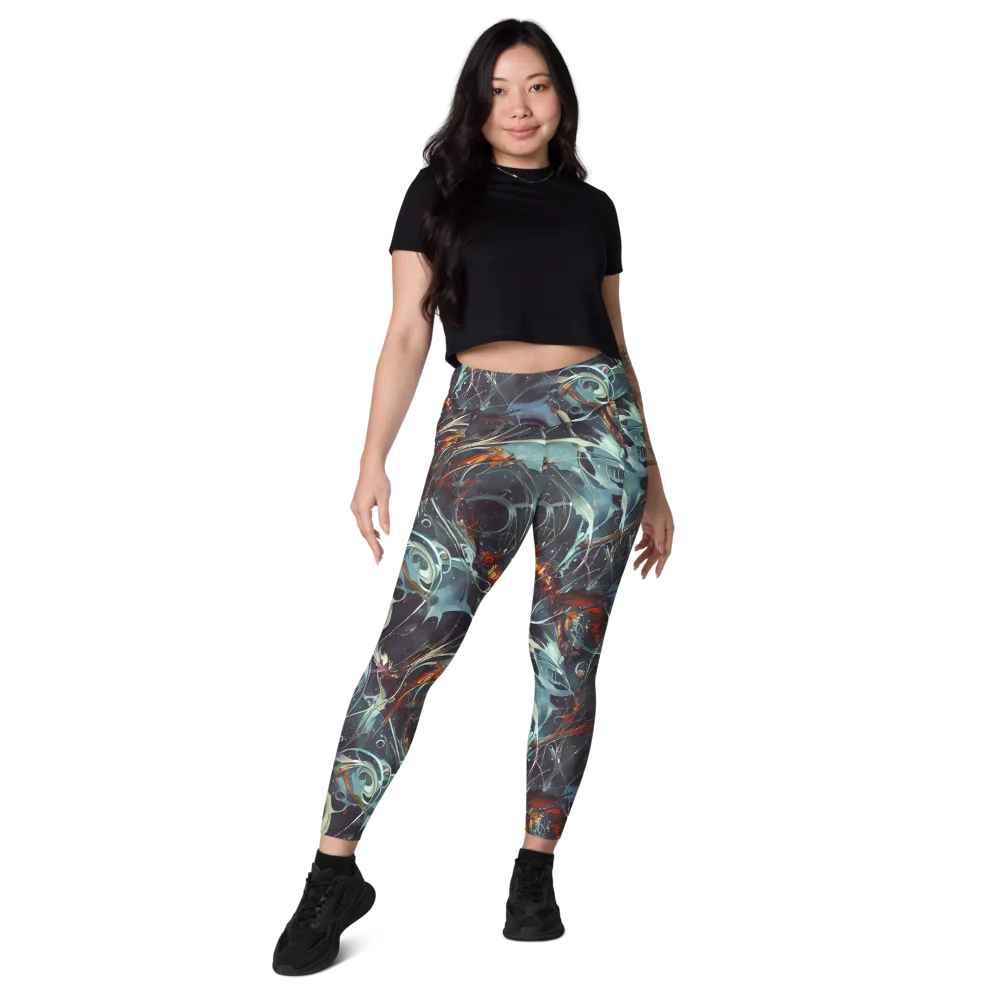 Neo-Splash Labyrinth on Leggings with Pockets — Front