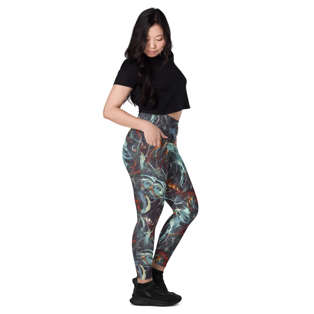 Neo-Splash Labyrinth on Leggings with Pockets — Right