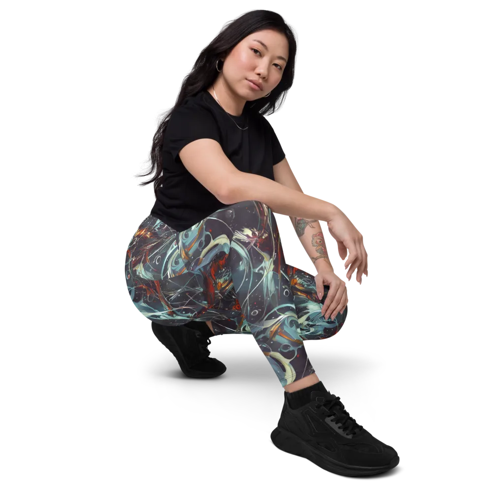 Neo-Splash Labyrinth on Leggings with Pockets — Right Front