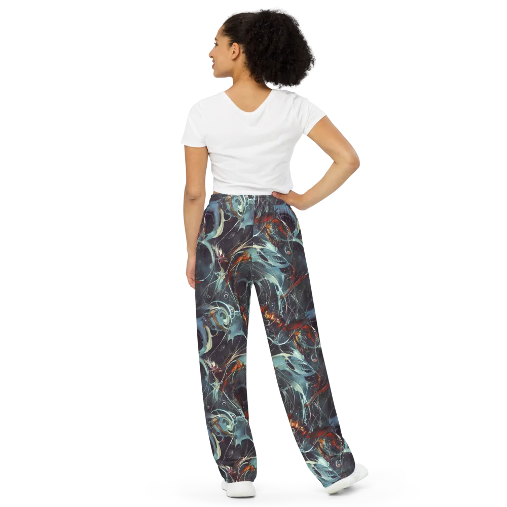 Neo-Splash Labyrinth on Wide-Leg Pants — Back