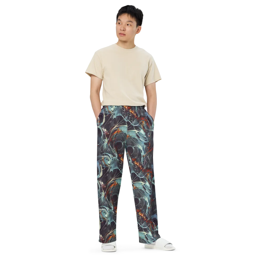 Neo-Splash Labyrinth on Wide-Leg Pants — Front