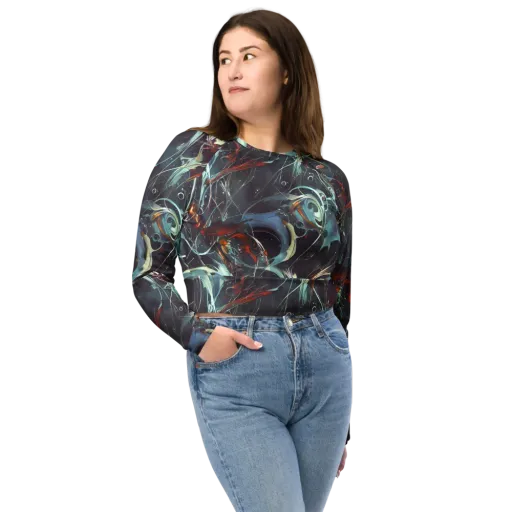 Neo-Splash Labyrinth on a Long Sleeve Crop Top