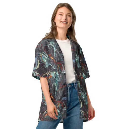 Neo-Splash Labyrinth on a Button Shirt