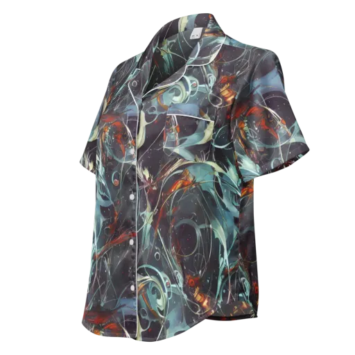 Neo-Splash Labyrinth on a Women's Short Sleeve Pajama Top