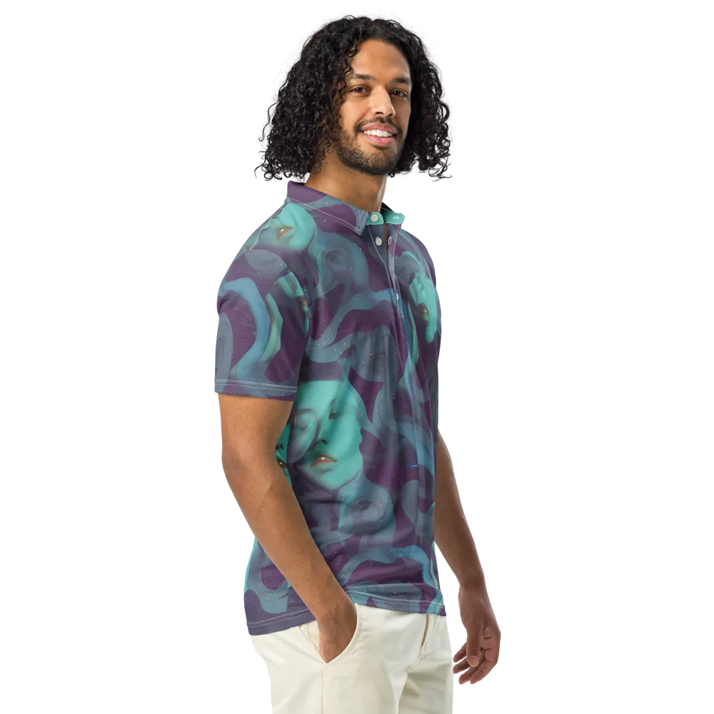 Ethereal Dreamscape on Men's Slim Fit Polo Shirt — Right Front