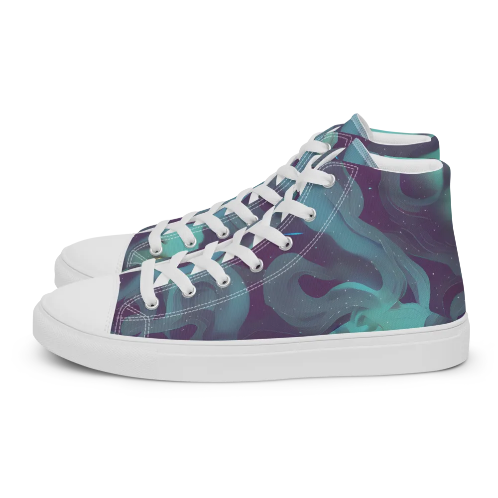 Ethereal Dreamscape on Men's High Top Canvas Shoes — Left