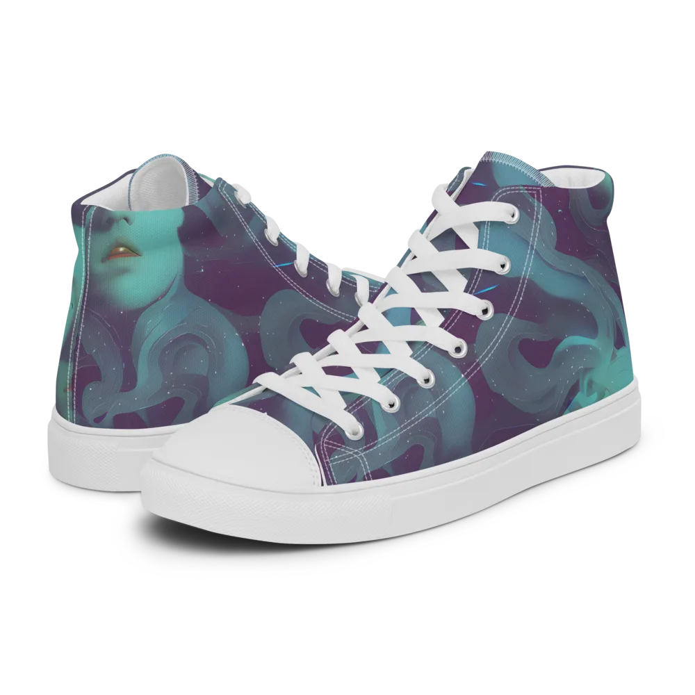 Ethereal Dreamscape on Men's High Top Canvas Shoes — Left