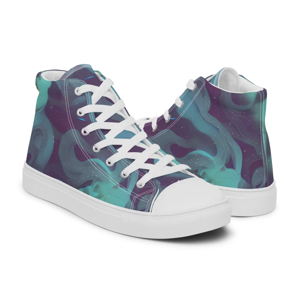 Ethereal Dreamscape on Men's High Top Canvas Shoes — Right