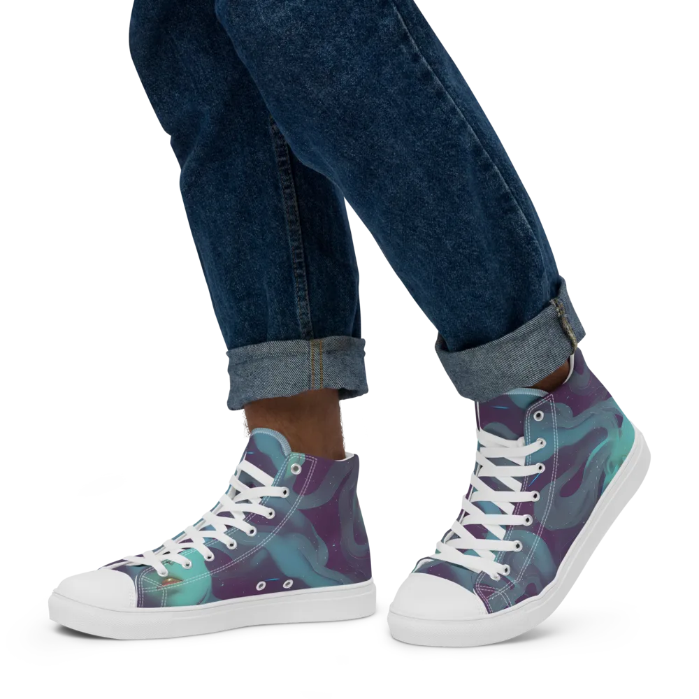 Ethereal Dreamscape on Men's High Top Canvas Shoes — Left