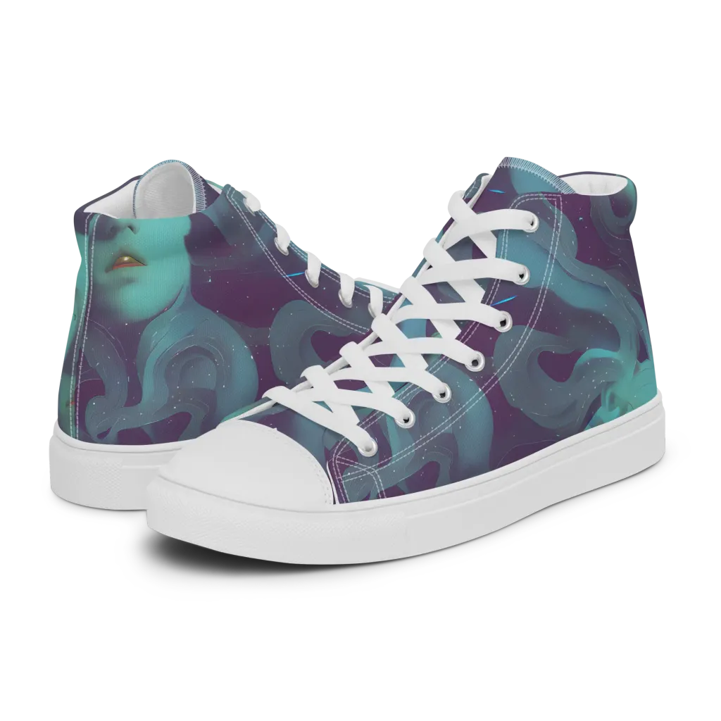 Ethereal Dreamscape on Women's High Top Canvas Shoes — Left