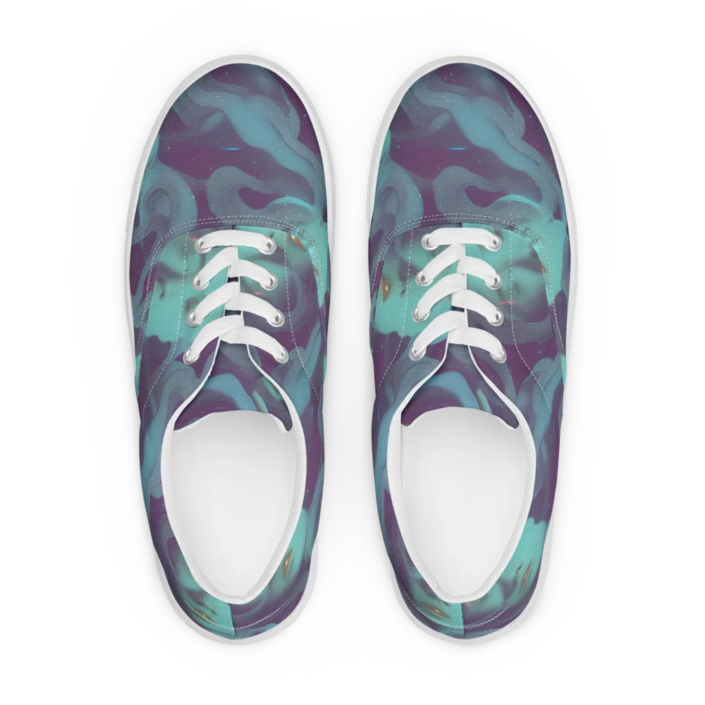 Ethereal Dreamscape on Men's Lace-Up Canvas Shoes — Front