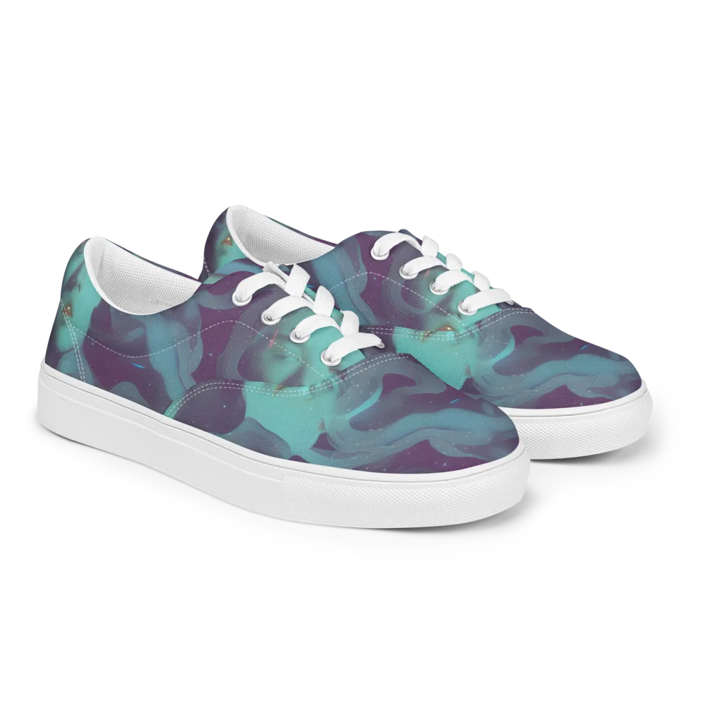 Ethereal Dreamscape on Men's Lace-Up Canvas Shoes — Right Front