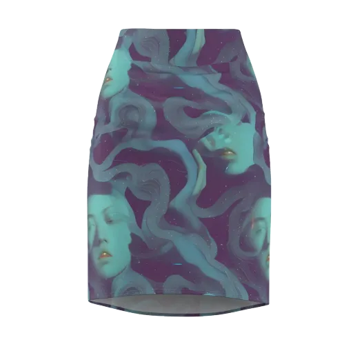 Ethereal Dreamscape on a Pencil Skirt