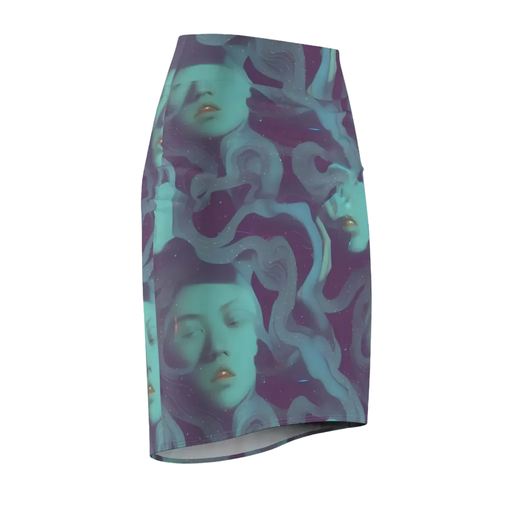 Ethereal Dreamscape on Pencil Skirt — Front Side