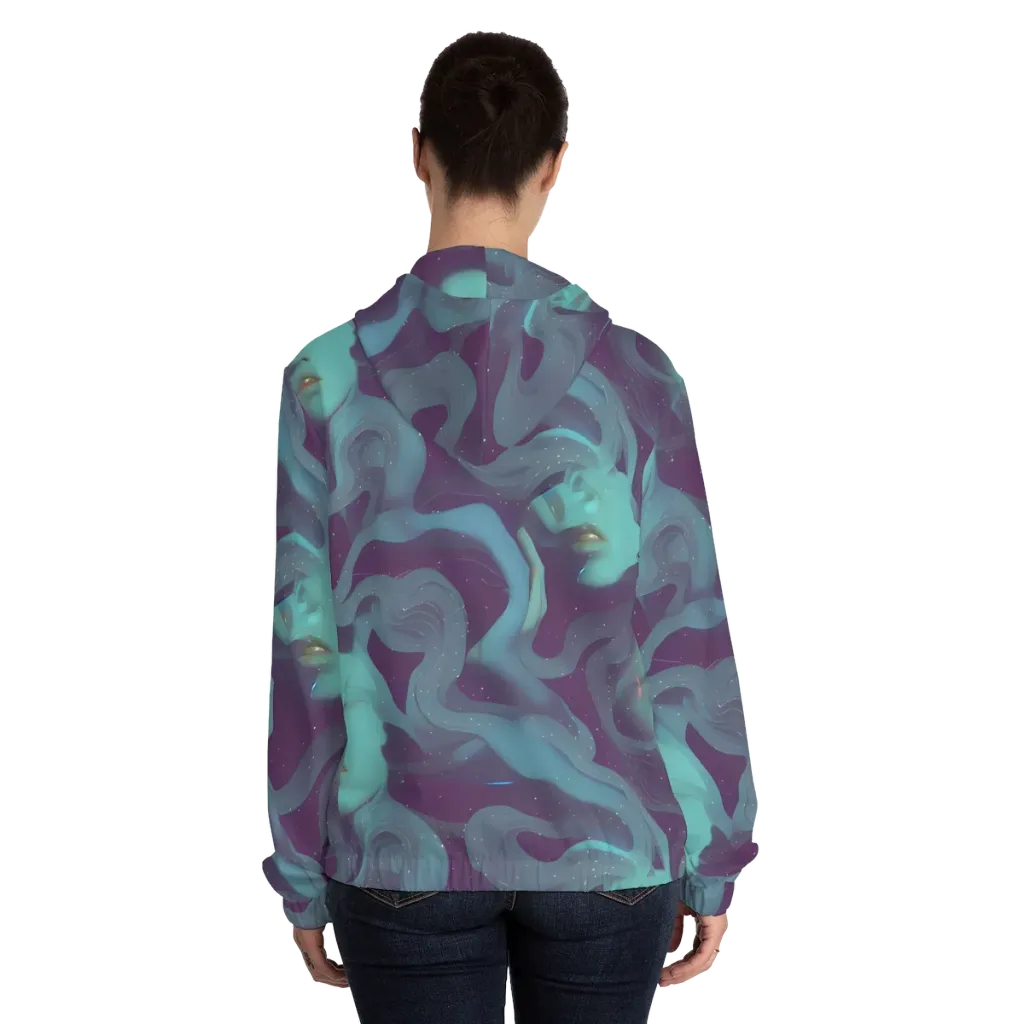 Ethereal Dreamscape on Women's Full-Zip Hoodie — Back On Person