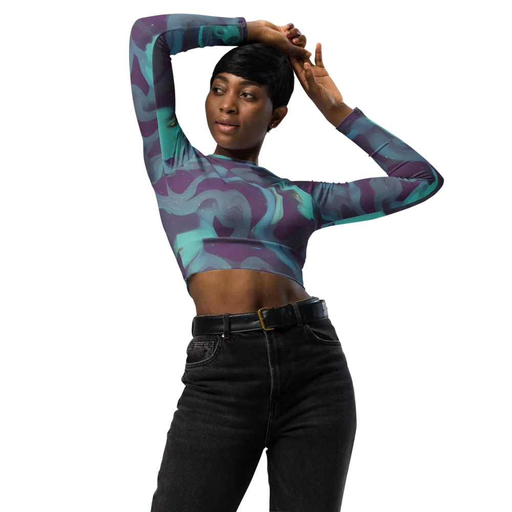 Ethereal Dreamscape on Long Sleeve Crop Top — Front