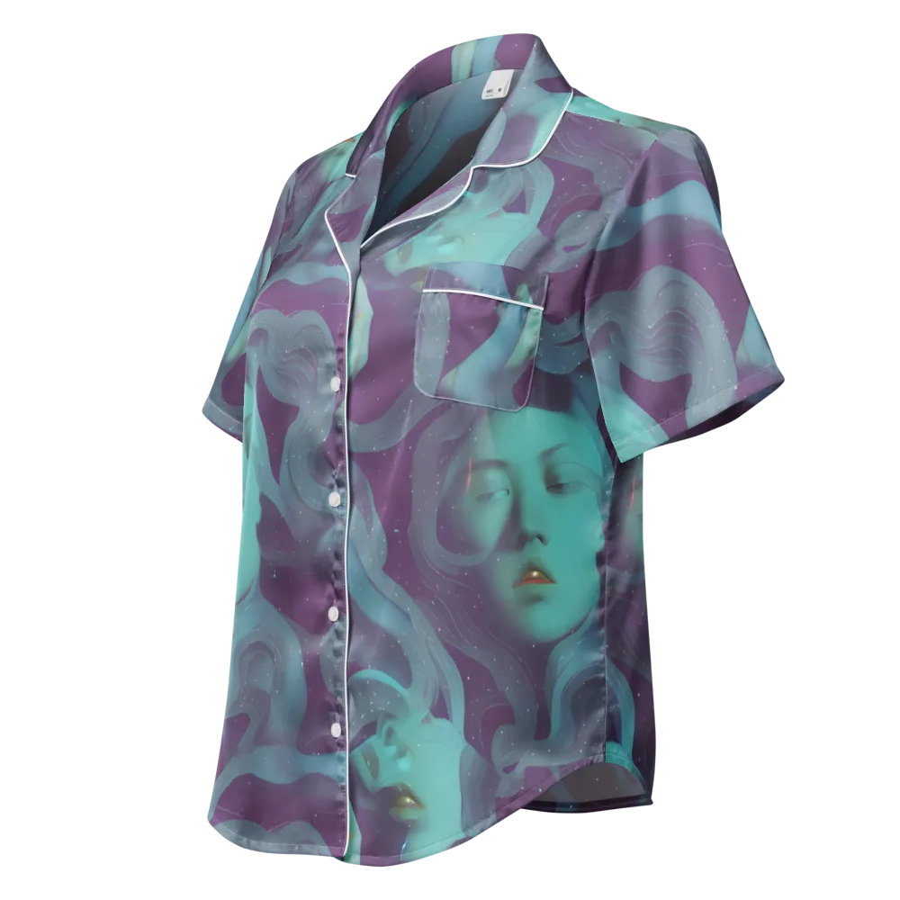 Ethereal Dreamscape on Women's Short Sleeve Pajama Top — Left Front