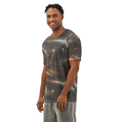 Quantum Illusions on a Men's Cotton Crew Neck T-Shirt