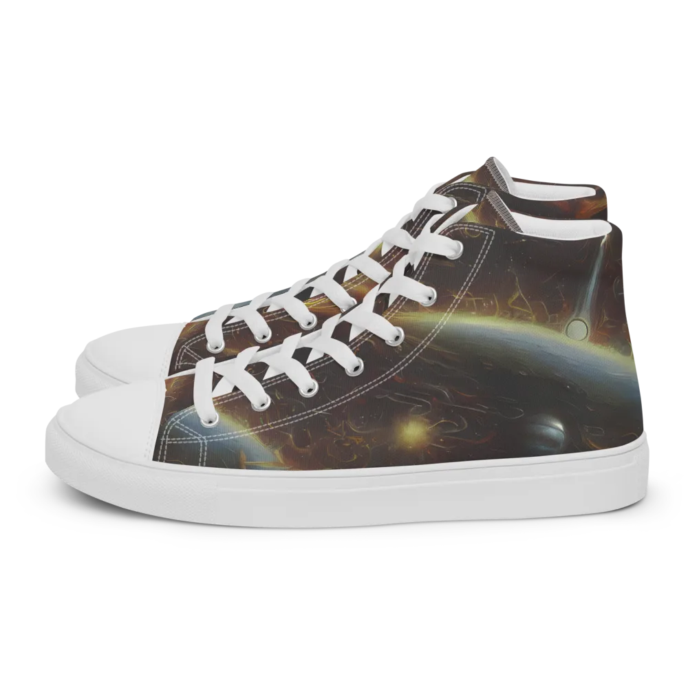 Quantum Illusions on Men's High Top Canvas Shoes — Left