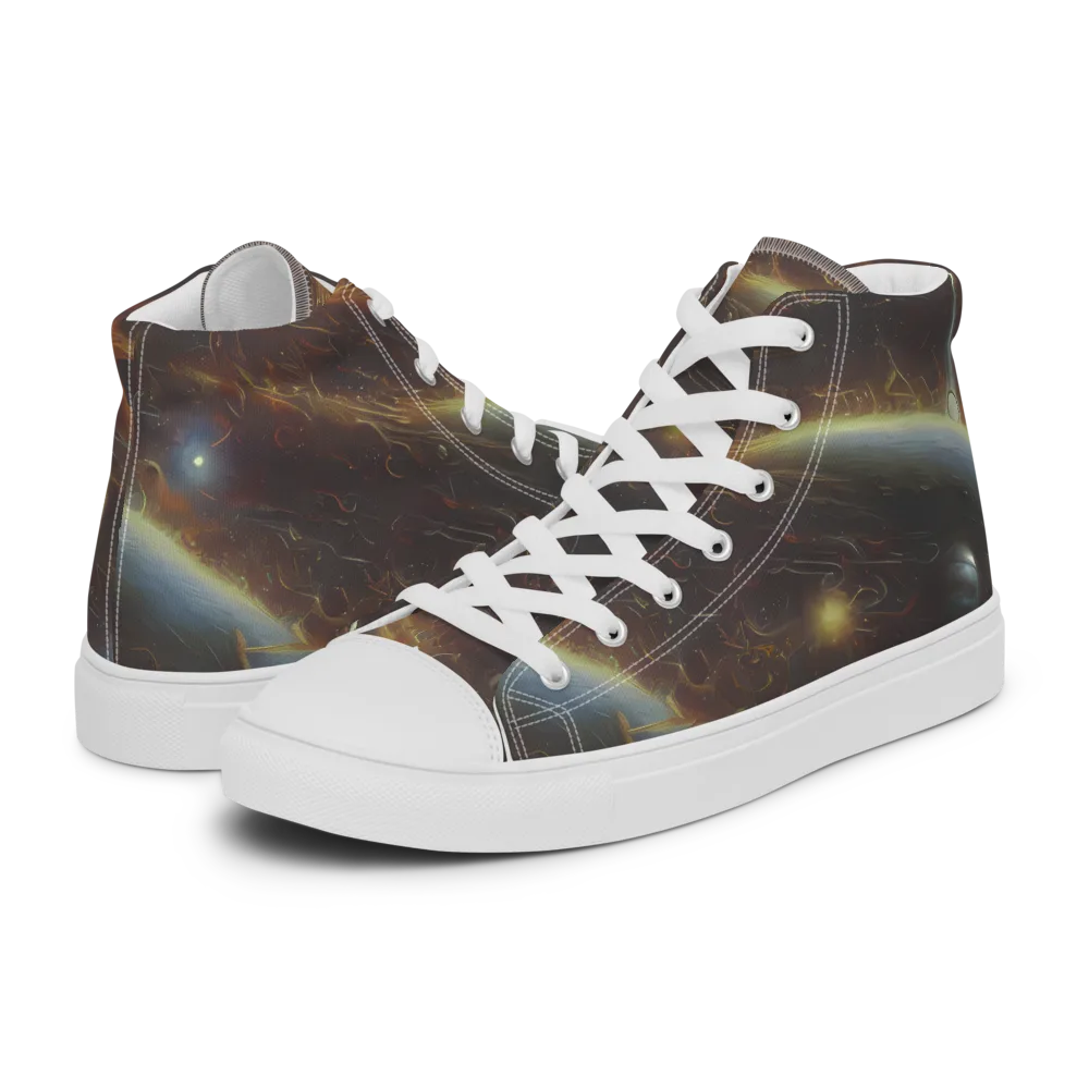Quantum Illusions on Men's High Top Canvas Shoes — Left