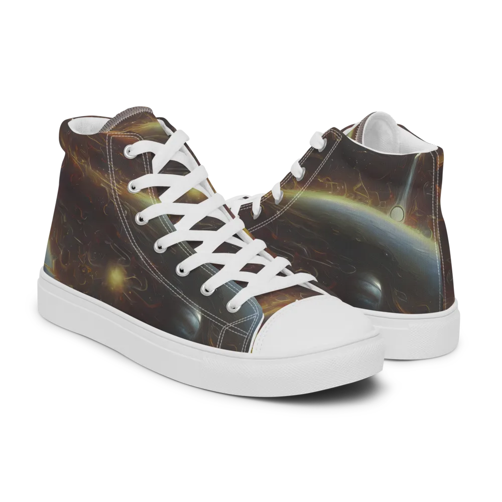 Quantum Illusions on Men's High Top Canvas Shoes — Right