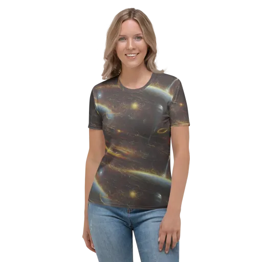 Quantum Illusions on a Women's Crew Neck T-Shirt