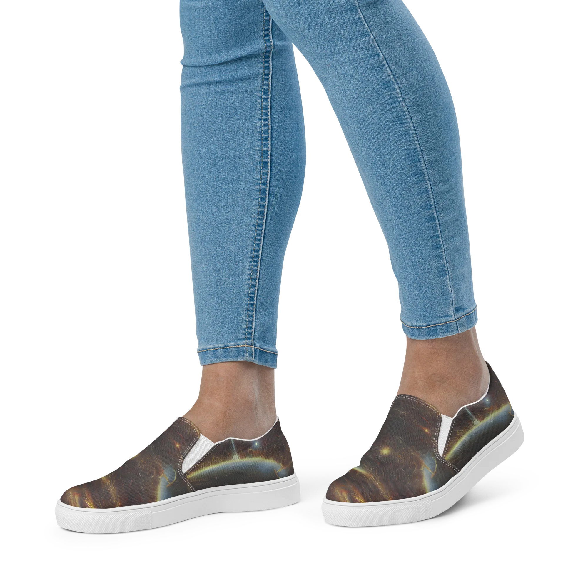 Quantum Illusions on Women's Slip-On Canvas Shoes — Front
