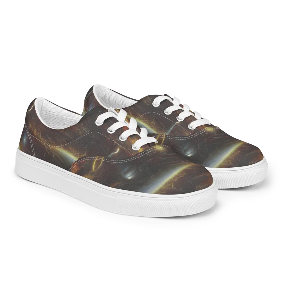 Quantum Illusions on Men's Lace-Up Canvas Shoes — Right Front