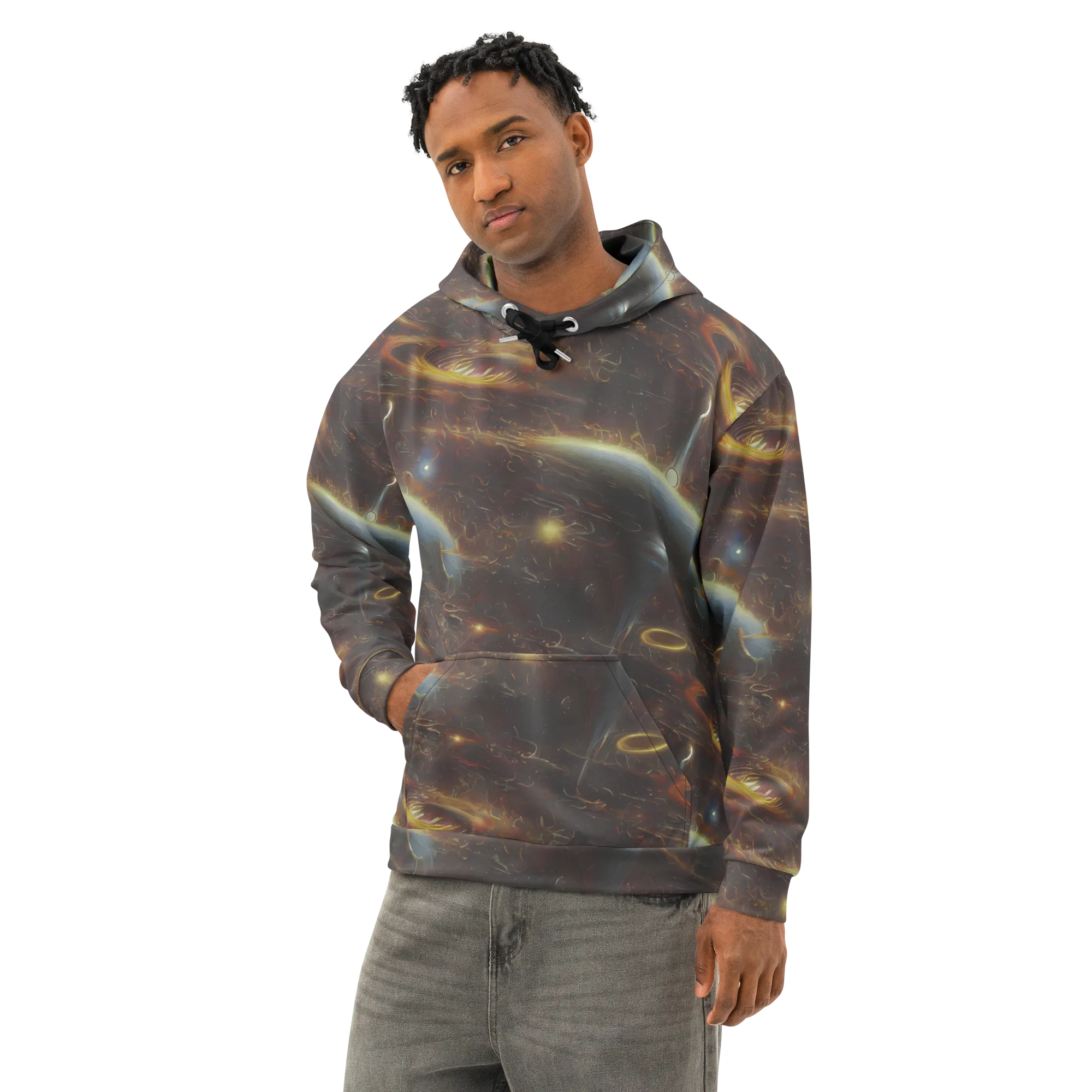 Quantum Illusions on Cotton Hoodie — Left Front