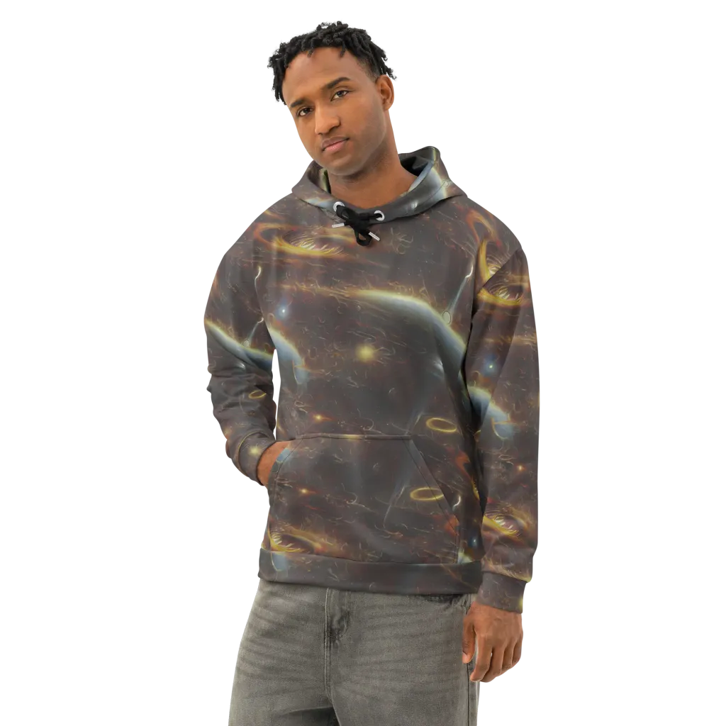 Quantum Illusions on Cotton Hoodie — Left Front