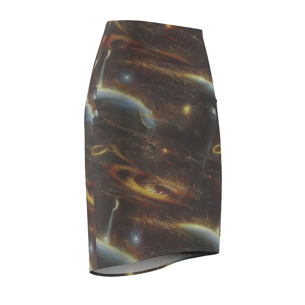 Quantum Illusions on Pencil Skirt — Front Side