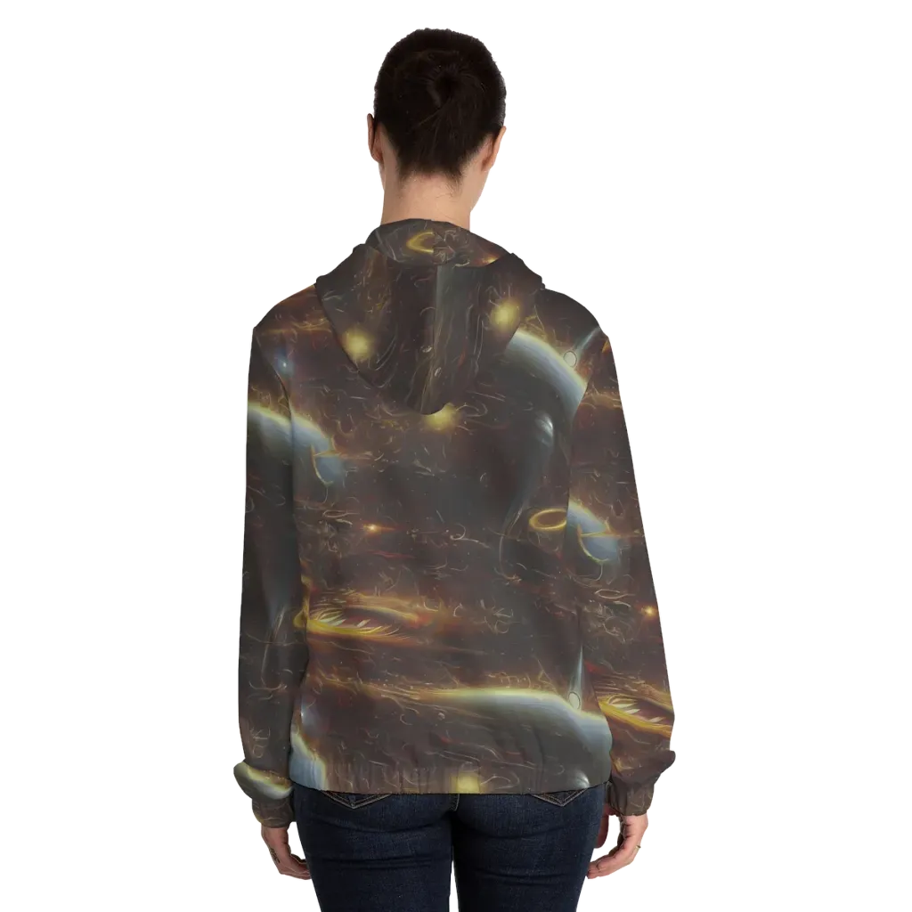 Quantum Illusions on Women's Full-Zip Hoodie — Back On Person