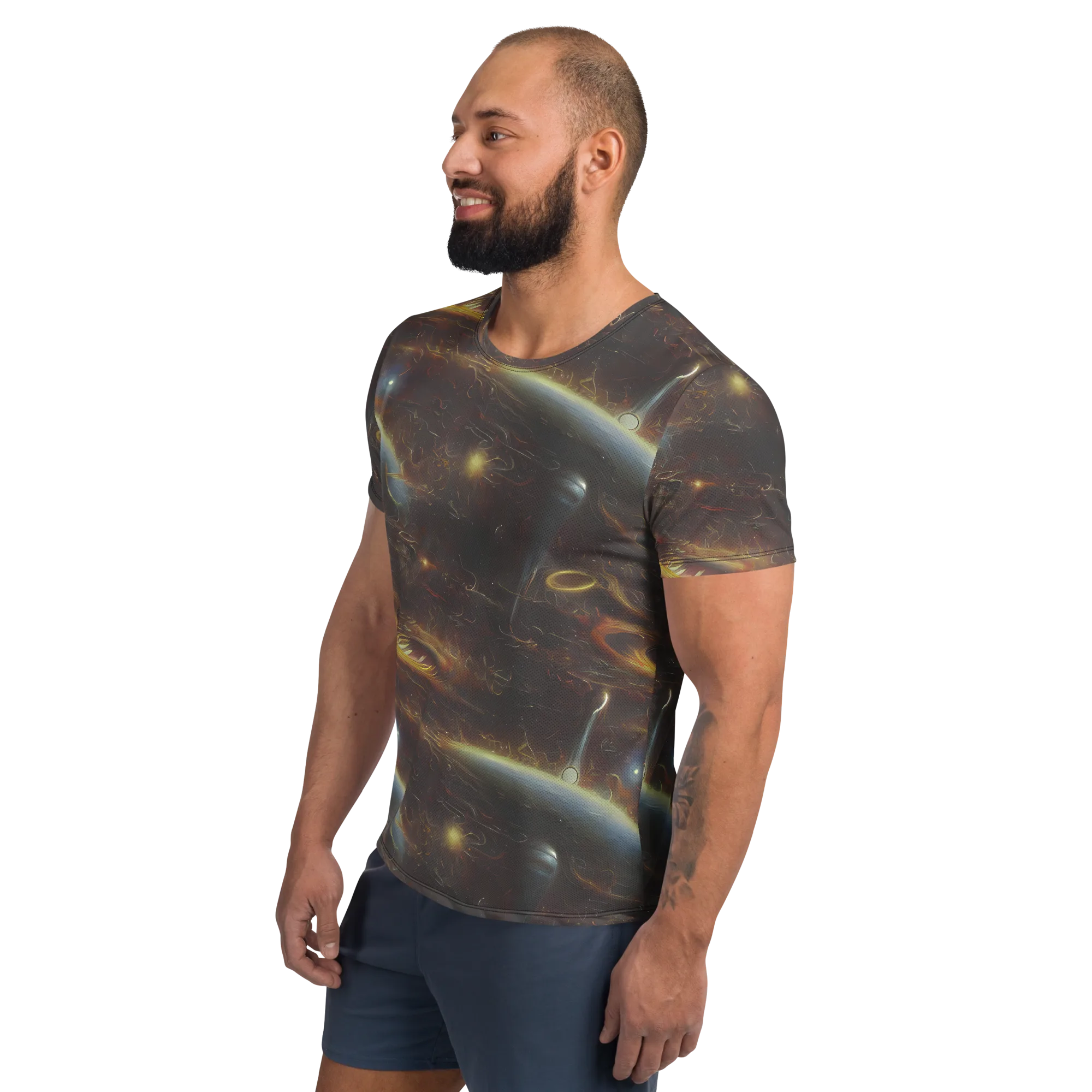 Quantum Illusions on Men's Athletic T-Shirt — Left