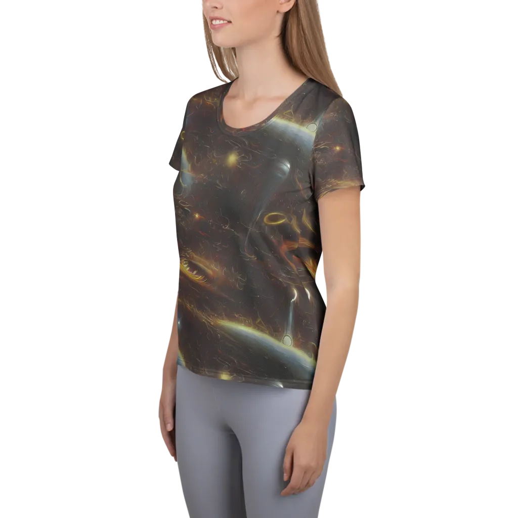 Quantum Illusions on Women's Athletic T-Shirt — Left