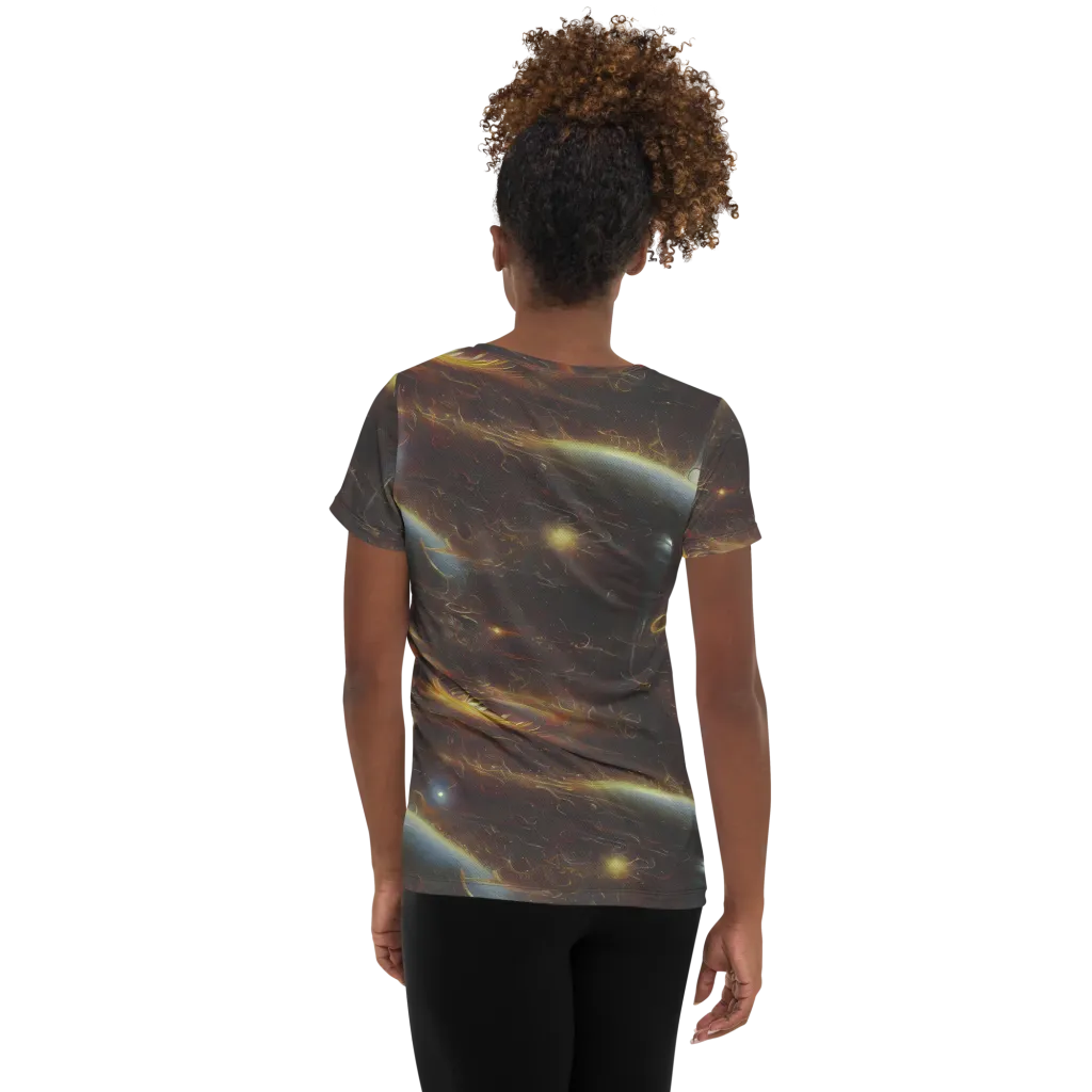 Quantum Illusions on Women's Athletic T-Shirt — Back
