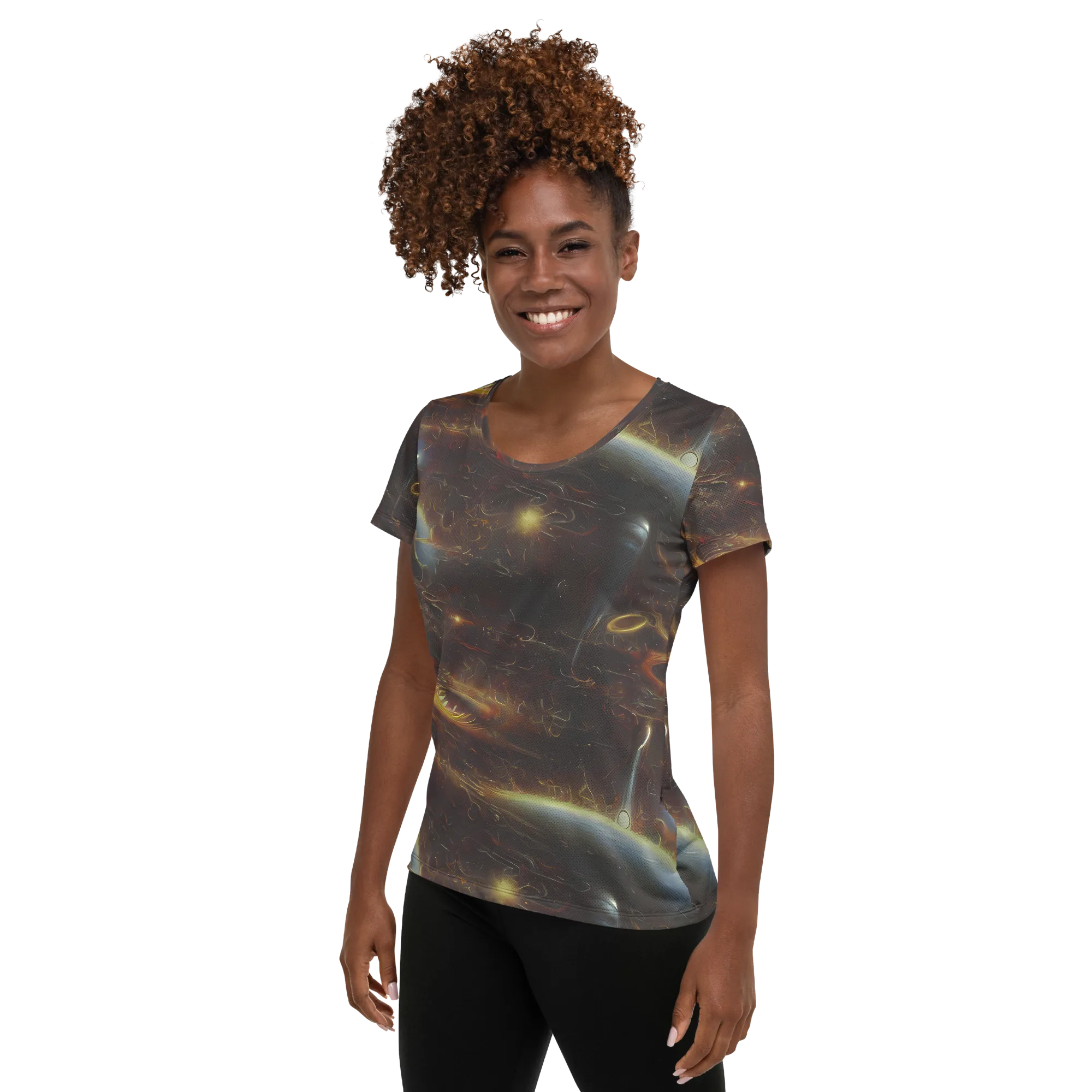 Quantum Illusions on Women's Athletic T-Shirt — Left