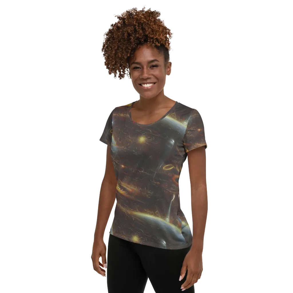 Quantum Illusions on Women's Athletic T-Shirt — Left