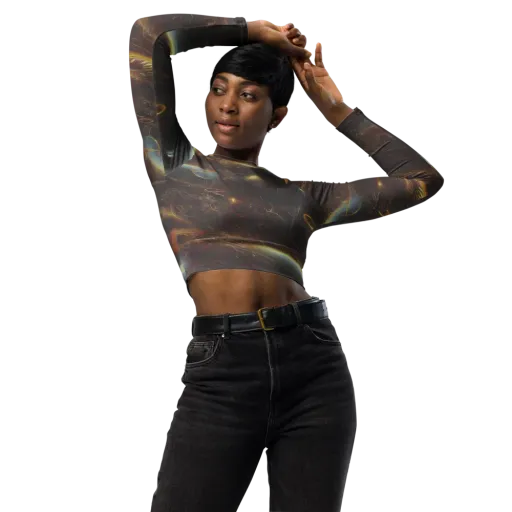 Quantum Illusions on a Long Sleeve Crop Top