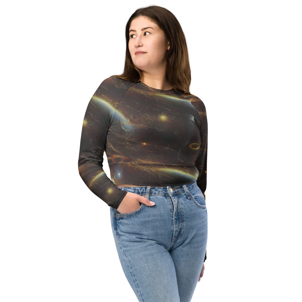 Quantum Illusions on Long Sleeve Crop Top — Front